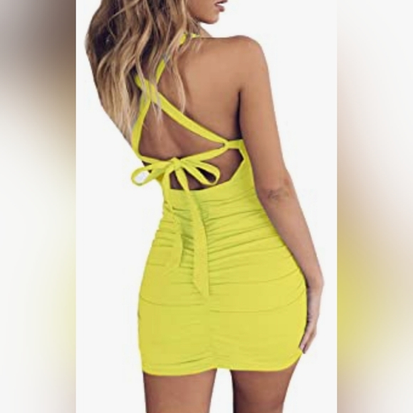 Sexy Hollow Out Spaghetti Backless Sleeveless Cutout Club Ruched Bodycon - Picture 2 of 5